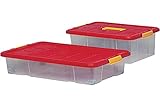 Unimet Unterbettbox mit Rollen 60x40x18cm, Box transparent, Deckel farblich sortiert