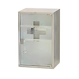 Style home Medizinschrank abschließbarer Arzneischrank, Hausapotheke aus Edelstahl, Erste Hilfe Schrank Medikamentschrank, Glastür mit Schloss, inkl 2 Schlüsseln, 45x30x12cm (Silber,3 Fächer)