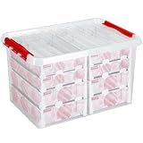 Sunware Q-Reihe Box für Weihnachtsdekoration mit Ablagen für 116 Kugeln, transparent/rot, Einheitsgröße