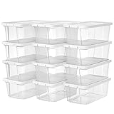 SONGMICS 12er Set Schuhboxen Aufbewahrungsboxen , Schuhaufbewahrung Speicherbox Transparent Mit Deckel Kunststoff für Schuhe bis Größe 41 LSP12WT