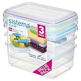 Sistema KLIP IT Frischhaltedosen Set | 1 l | auf-/ineinander stapelbare und luftdichte Vorratsdosen | geeignet für Kühl-/Gefrierschrank | BPA-frei | Sortierte Farben | 3 Stück