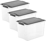 3er-Set Aufbewahrungsbox 19l mit Deckel