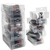 Kurtzy Schuhbox Transparent Plastik Aufbewahrungsbox Schuhe (10Stk) – Damen, Herren, Kinder Schuhboxen Stapelbar, Faltbar, Gewellt – Schuhaufbewahrung Platzsparend Sneaker Box zum Reisen, Aufbewahrung