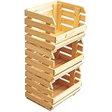 3 Holzkisten stapelbar Stiegen Obststiege Obstkiste Lagerkiste Lagerstiege Unbehandelt aus Holz Kartoffelstiege Gemüsebox Obstbehälter 84 x 36 x 30 cm
