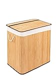 PANA ECO Bambus Wäschekorb mit Deckel • Wäschebox Holz Wäschesack • Faltbarer Wäschesammler • Badezimmer Wäschetruhe • 100% Bambus • Farbe: Natur • Größe: 72L (40 x 30 x 60 cm)