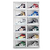 BITUXX LEX21 Schuhbox Stapelbar Aufbewahrungsbox Kunststoffbox Schuhkasten Schuhkarton Schuhorganizer bis Gr.47 (Weiß, 3er Set)