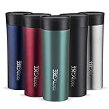 720°DGREE Premium Thermobecher “PleasureToGo” - 450ml, BPA-Frei, Auslaufsicher - Schlanker Edelstahl Kaffeebecher to go, Isolierbecher, Reisebecher Travel Mug mit Deckel - 360°-Trinköffnung - 5h heiß