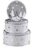 khevga Keksdose Weihnachten Blech Plätzchendose Set (flach, silber)