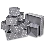 Housum Faltbare Aufbewahrungsbox Stoff im 8er Pack, Organizer Schublade in verschiedenen Größen, Ordnungssystem Kleiderschrank, Büro und Bad, Schrank-Organiser Schlafzimmer, Storage Boxes, Grau