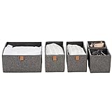 LOVE IT STORE IT Premium Aufbewahrungskorb 5-teilig - Organizer für Kleiderschrank aus hochwertigem Stoff - Grau - 5 Boxen in 3 Größen