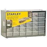 Stanley Kleinteilemagazin (36,5 x 15,5 x 22,5 cm, mit 30 Schubladen, bruchfester Kunststoffrahmen, transparente Schubladen, geeignet für Wandmontage) Schwarz, 1-93-980