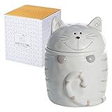 SPOTTED DOG GIFT COMPANY - Keksdose Vorratsdose in Katzen-Form - Aufbewahrungsdose aus Keramik - Geschenk für Katzenliebhaber - Weiß