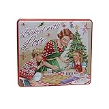 POWERHAUS24 Nostalgische Blechdose Mit Liebe gebacken für Kekse, Lebkuchen & mehr, Aufbewahrung, Geschenk, Deko, lebensmittelecht, 22,5 x 21 cm, 2 Rezepte inklusive