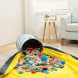 Spielzeug Aufbewahrung Tasche, 2 IN 1 Spielzeugkorb Spielzeug Sack, Removable Aufräumsack Kinder Aufbewahrungsbeutel mit Deckel, Spieldecke Tasche Aufbewahrungsmatte mit Drawstring Aufräumsack …