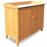 Habau 3106 Gartentisch mit Unterschrank, 98 x 48 x 95 cm, Natur