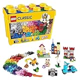 LEGO 10698 Classic Große Bausteine-Box, Aufbewahrungsbox voller bunter Steine, Reifen, Türen, Fenster, etc. in 33 Farben mit verschiedenen Baumöglichkeiten, Geschenkidee für Kinder ab 4 Jahren