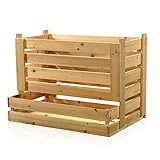 Melko Kartoffelkiste Obstkiste Weinkiste Lebensmittelkiste Vorratskiste Kiste aus Holz Holzkiste Gemüsekiste für Zwiebel Aufbewahrung Boxen Stapelbar Groß