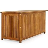 Casaria Auflagenbox 115cm Akazien Holz Innenplane vorgeölt Garten Holztruhe Kissenbox Gartenbox Aufbewahrungsbox Outdoor Truhe Braun Box Regenschutz