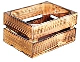 Kistenkolli Altes Land kleine geflammte Massive Obstkiste Frieda Maße ca 30x22x16cm Weinkiste Regalkiste Ablageregal (1er Set Frieda geflammt)