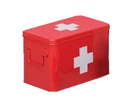 Hausapotheke Metallbox, rot mit weißem Kreuz
